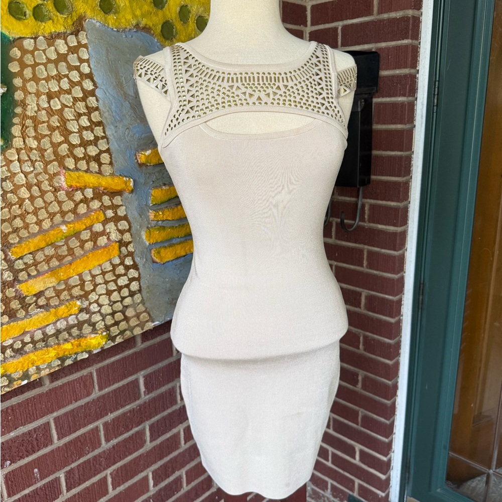 Bebe Cream Knit Bodycon Dress - Picture 2 of 11